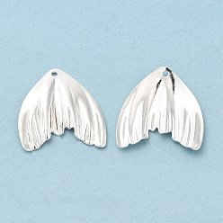 Посеребрённый Стойки обшивки латунь филигранные подвески, без кадмия и без свинца, очарование рыбий хвост, 925 серебро покрытием, 15.5x15.5x1 мм, отверстие : 1 мм