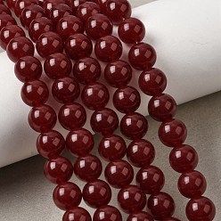 Темно-Красный Бусины из натурального белого нефрита, окрашенные, круглые, темно-красный, 8 мм, отверстие : 0.7 мм, около 48~50 шт / нитка, 14.72~14.96'' (37.4~38 см)