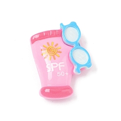 Pink Симпатичные кабошоны из непрозрачной смолы, солнцезащитный крем и солнцезащитные очки, розовые, 30x21.5x8 мм