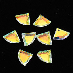 Прозрачный АВ Гальванизированные стеклянные прелести, посеребренные дно, граненые, вентилятор, ясно AB, 10x12x3 мм, отверстие : 0.9 мм, о 60 шт / совет, 5 доска / коробка