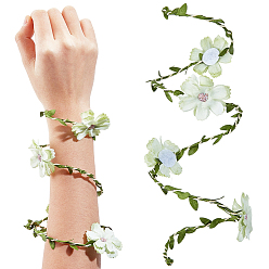 Jaune Vert Bracelets manchettes en polyester à fleurs avec fil de fer pour femmes, jaune vert, 31-1/8 pouce (79 cm)