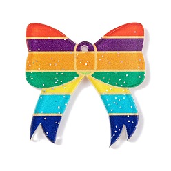Bowknot Акриловые подвески на тему радуги, бантом, 37x35.5x2 мм, отверстие : 1.7 мм