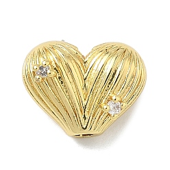 Настоящее золото 18K Латунные микропаве из прозрачного кубического циркония, сердце, без кадмия и без свинца, долговечный, стойки покрытие, реальный 18 k позолоченный, 9.5x12.5x6.5 мм, отверстие : 1.5 мм