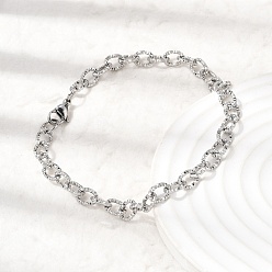 Нержавеющая Сталь Цвет 201 трос из нержавеющей стали цепи браслеты, овальные, цвет нержавеющей стали, 8.90 дюйм (22.6 см)