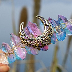 Хрусталь Натуральные гальванизированные хрустальные ободки для волос, с кварцевой крошкой, корона для волос, для женщин девушек, 270x180x30 мм