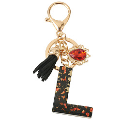 Letter L Resin Keychains, with Lobster Claw Clasps, Light Gold, Letter L, 100mm, Letter: 42.5x32.5x7.5mm