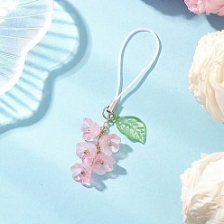 Pink Цветочные украшения ручной работы в технике лэмпворк и акриловые подвески, с нейлоновым ремешком, розовые, 85 мм