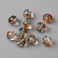Коричневый Прозрачные стеклянные бусины, гриб, кофе, 13.5x13.5 мм, отверстие : 1.6 мм