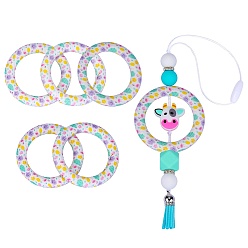 (52) Непрозрачная лаванда 5 шт. кольцо из экологически чистого пищевого силикона фокусные бусины, красочный, 65x9.5 мм, отверстие : 3 мм, внутренний диаметр: 44 мм