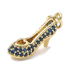 Золотой Латунные микро проложить кубического циркония подвески, туфли на высоком каблуке прелести, золотые, 10x18x6 мм, Перейти кольцо: 5x1 мм, внутренний диаметр: 3 мм