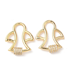 Птица Латунь микропаве прозрачный кубический цирконий винт карабин брелоки, без кадмия, без никеля и без свинца, реальный 18 k позолоченный, птица, 26.5x22x2 мм