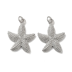 Платина Стойки обшивки латунные подвески, с целью перехода в кольце, без свинца и без кадмия, долговечный, очарование морской звезды, платина, 24.5x19.5x3 мм, отверстие : 3.5 мм