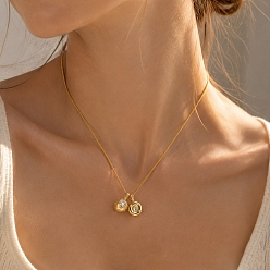 Golden Brass Pave Clear Cubic Zirconia Double Round Ball Pendant Necklaces for Women, Golden, 17.72 inch(45cm)
