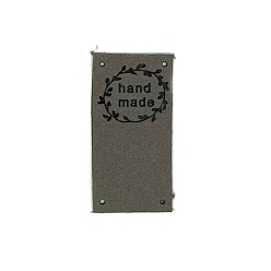 Серый Этикетки из кожи микрофибры ручной работы, прямоугольные, гирлянда, серые, 50x25 мм