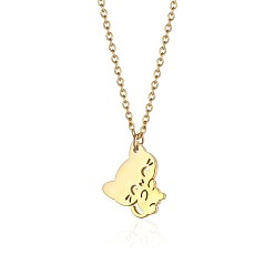 Cat Shape Милые мультяшные животные 304 ожерелья с подвесками из нержавеющей стали, с цепочками-кабелями для унисекс, форма кошки