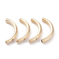 Настоящее золото 24K Бисера латунной трубки, долговечный, изогнутые бусины, трубка, реальный 24 k позолоченный, 40x5 мм, отверстие : 4 мм