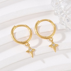 Золотой Звезда 925 серьги-кольца из стерлингового серебра с микропаве из прозрачных кубических цирконий для женщин, золотые, 17x5.5 мм