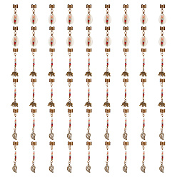 Античная Бронза Подвески для волос в тибетском стиле из сплава и раковины каури, ракушка/лист/слон, античная бронза, 41~60 мм, 3 стиль, 3 шт / стиль, 9 шт / комплект