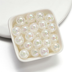 White Baking Paint Crackle Glass Beads, Round, White, 16mm, Hole: 2mm, 10pcs/bag