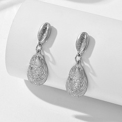 Платина Сплав мотаться серьги стержня, формы раковины, платина, 45x17 мм