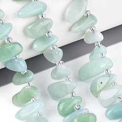 Natural Glass Бусины из натурального стекла, самородки, Топ пробуренной, упавший камень, с бисером, 9.5~25x4~11.5x3.5~8 мм, отверстие : 0.8~1 мм, около 42~61 шт / нитка, 14.96~16.14'' (38~41 см)