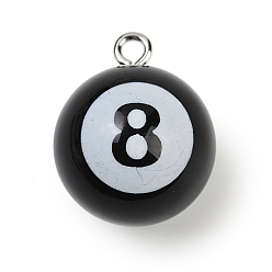 Sports 8 подвески из смолы на тему спорта с мячом, с платиново-цинковой петлей, бильярд, 25x20 мм, отверстие : 2.5 мм