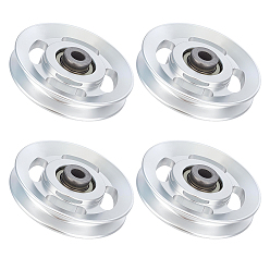 Platinum Aluminium Alloy Groove Pulley Wheel, Bearing Equipped Precision Pulley, Platinum, 88x25mm