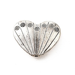 Античное Серебро Сплавочные овальные бусины тибетского стиля , без кадмия и без свинца, сердце, античное серебро, 17x22.5x6.5 мм, отверстие : 1.6 мм, Около 140 шт / 1000 г