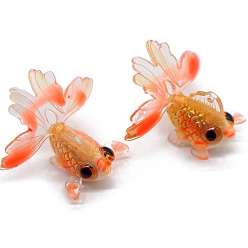 Orange Red Translucent Resin Pendants, Goldfish Charms, Orange Red, 28.5x17.4mm