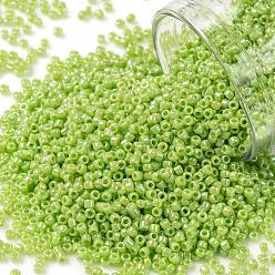 (404) Opaque AB Sour Apple TOHO Round Seed Beads, Japanese Seed Beads, (404) Opaque AB Sour Apple, 15/0, 1.5mm, Hole: 0.7mm, about 135000pcs/pound