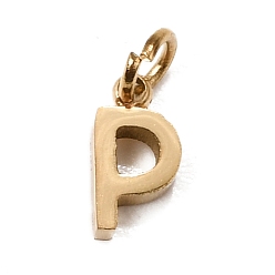 Letter P 304 Edelstahl Reize, Brief Reize, poliert, Ionenbeschichtung (ip), echt 18 k vergoldet, Buchstaben p, 8x5x2 mm, Bohrung: 2.5 mm