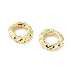 Настоящее золото 18K Латунные бусины, чеканное кольцо, реальный 18 k позолоченный, 8x8x2 мм, отверстие : 4.3 мм