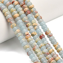 Светло-Синий Синтетические имперские нитки из бисера яшмы, рондель, окрашенные, голубой, 4x2 мм, отверстие : 0.9 мм, около 160~162 шт / нитка, 14.96~15.16 дюйм (38~38.5 см)