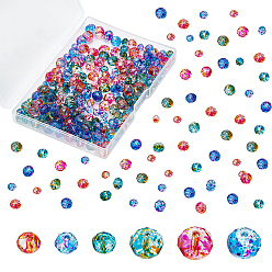 Mixed Color Spray Painted Glass Beads, Faceted, Rondelle, Mixed Color, 6x5mm and 8x6mm, Hole: 1mm, 240pcs/box