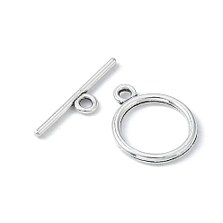 Antique Silver Tibetan Style Toggle Clasps, Lead Free and Cadmium Free, Rondelle, Antique Silver, Size: Ring: about 15mm in diameter, 2mm thick, hole: 2mm, Bar: 21mm long, hole: 2mm