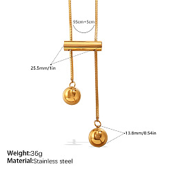 Ronde Colliers lariat géométriques ajustables en acier inoxydable, or, ronde, 304 pouce (37.40 cm)