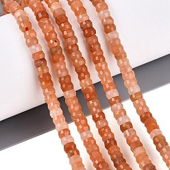 Red Aventurine Natural Red Aventurine Beads Strands, Rondelle, Faceted, 4x2~2.5mm, Hole: 0.7~1mm, about 156~162pcs/strand, 14.76~15.16 inch(37.5~38.5cm)