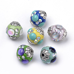 Mixed Color Handmade Indonesia Beads, Round, Mixed Color, 15mm, Hole: 2mm