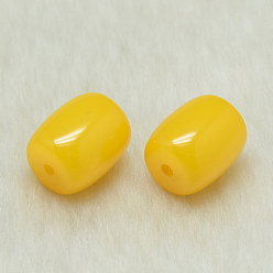 Orange Resin Beads, Barrel, Gold, 14x12mm, Hole: 2mm