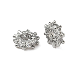 Платина Латунные микро проложить кубического циркония бусы, круглые, платина, 8.5x3.5 мм, отверстие : 3.5 мм