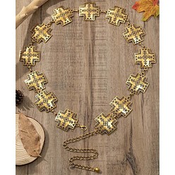 Античное Золото Цепи из сплава тибетского стиля с перекрестными связями для женщин на талию и живот, античное золото , 920 мм