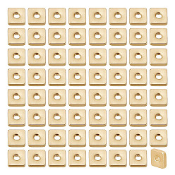 Золотой 200 латунные бусины шт., долговечный, квадратный, золотые, 3.5x3.5x1 мм, отверстие : 1 мм
