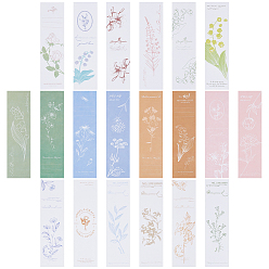 Mixed Color 20Pcs 20 Style Paper Bookmarks, Rectangle with Flower Pattern, Mixed Color, 150x40x0.3mm, 1pc/style
