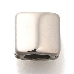 Нержавеющая Сталь Цвет 304 из нержавеющей стали бусы, квадратный, цвет нержавеющей стали, 6x6.5x4 мм, отверстие : 3x2 мм