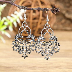 Цветок Цинковый сплав мотаться, античное серебро, цветок, 59x29 мм