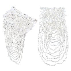 Blanco Parches de tela bordados con flores de plástico para coser, decoración artesanal de costura, blanco, 410x160x2.5 mm