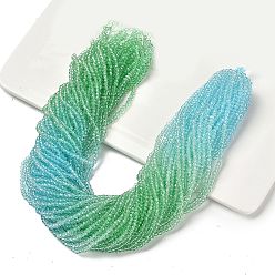 Разноцветный Прозрачные окрашенные стеклянные бусины, граненые, рондель, красочный, 2.6x2.5 мм, отверстие : 0.5 мм, около 135~140 шт / нитка, 26~27 см