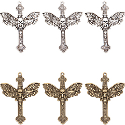 (52) Непрозрачная лаванда 40 шт. 2 цвета, большие подвески из сплава в тибетском стиле, крест с подвеской в виде мотылька, разноцветные, 54x40.5x2.5 мм, отверстие : 1.6 мм, 20 шт / цвет