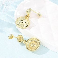 Золотой Полукруглые латунные серьги-гвоздики с подвесками, без кадмия и без свинца, стойки покрытие, долговечный, золотые, 23.5x13 мм