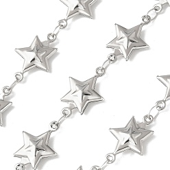 Нержавеющая Сталь Цвет 304 звёздчатые цепи из нержавеющей стали, пайки, с катушкой, цвет нержавеющей стали, 17.5x12x3 мм, около 5 м / рулон